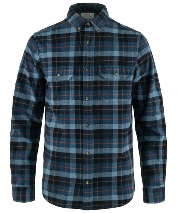 Men's Fjallraven Singi Heavy Flannel Long Sleeve Shirt - Dark Navy / Indigo Blue
