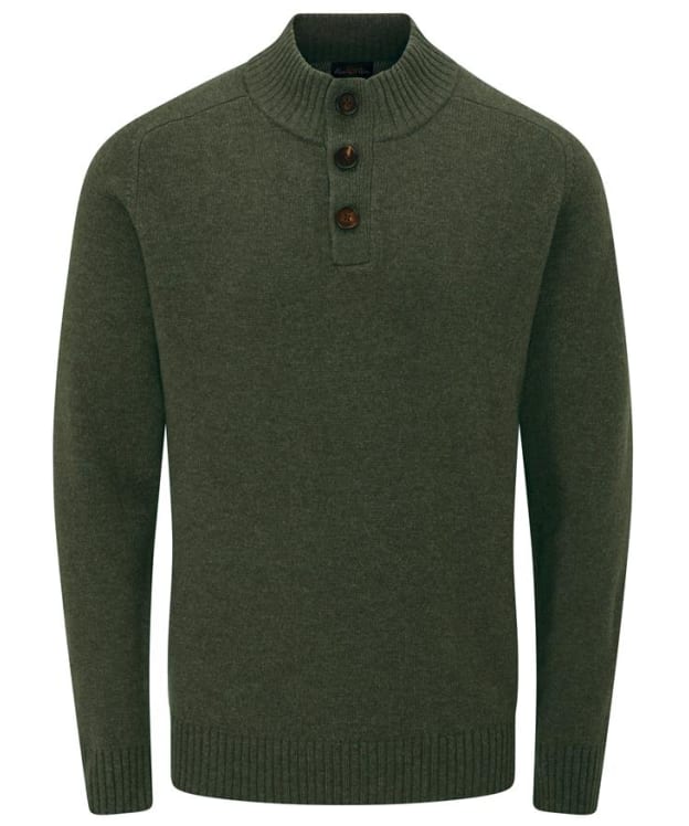 Men's Alan Paine Ballyford Half Button Mock Neck Jumper - Thyme
