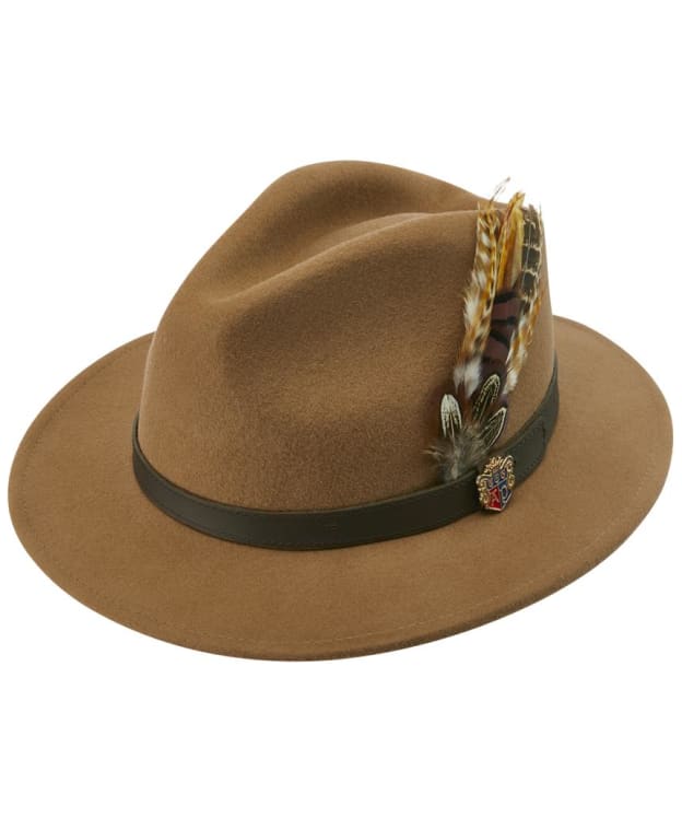 Alan Paine Richmond Wool Felt Feather Fedora Hat - Camel