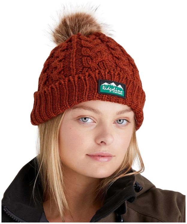 Women's Ridgeline Nordic Fleck Bobble Hat - Russet