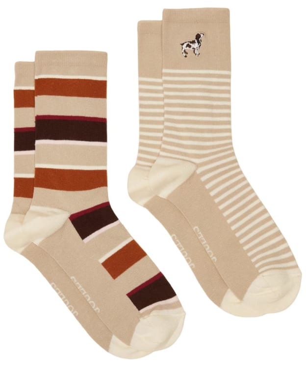 Women's Joules Everyday Socks - 2 Pack - Orange / Neutral