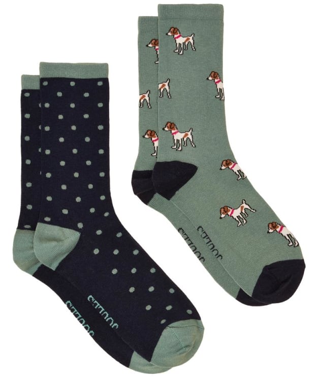 Women's Joules Everyday Socks - 2 Pack - Green / Blue