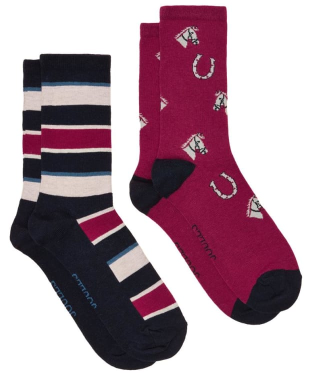 Women's Joules Everyday Socks - 2 Pack - Berry Red