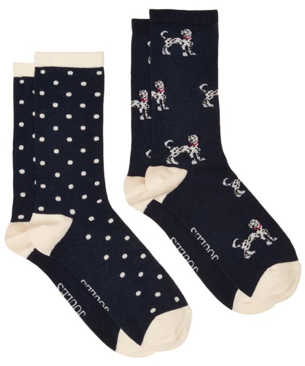 Women's Joules Everyday Socks - 2 Pack - Navy / Oatmeal