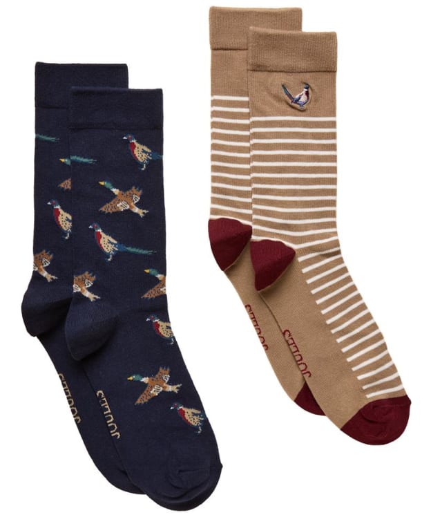 Men's Joules Kingsbury Socks - 2 Pack - Tan / Navy