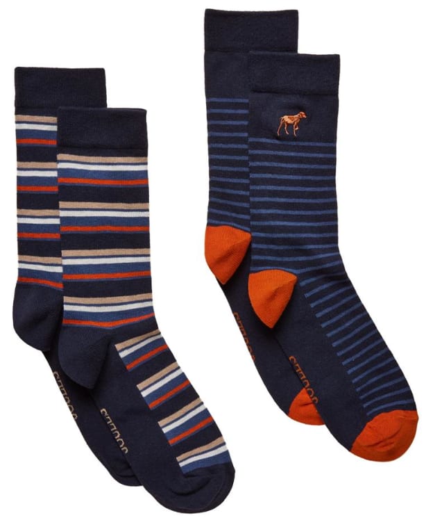 Men's Joules Kingsbury Socks - 2 Pack - Navy / Ginger