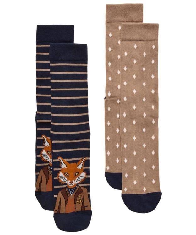 Men's Joules Kingsbury Socks - 2 Pack - Navy / Oatmeal