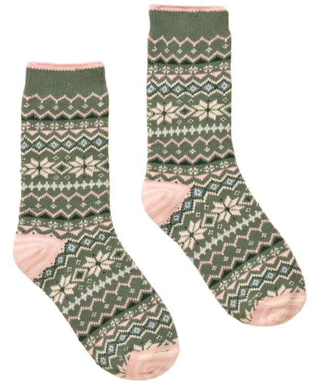 Women's Joules Lucille Fairisle Socks - Green / Pink