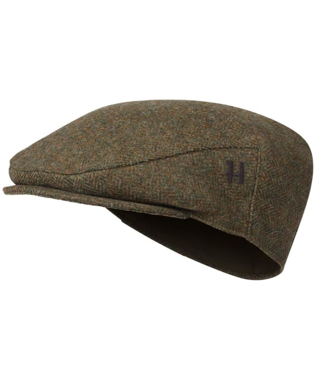 Men's Härkila Kenmore Tweed Flat Cap - Forest Green / Herringbone