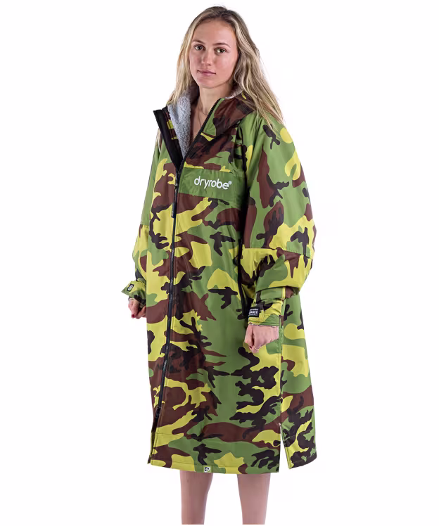 dryrobe® Remix Long Sleeve Changing Robe - Camouflage Grey Green