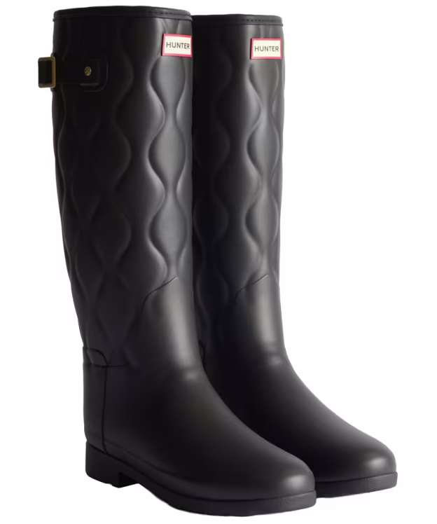 Women's Hunter Refined Tall Onion Quilt Wellington Boots - Black