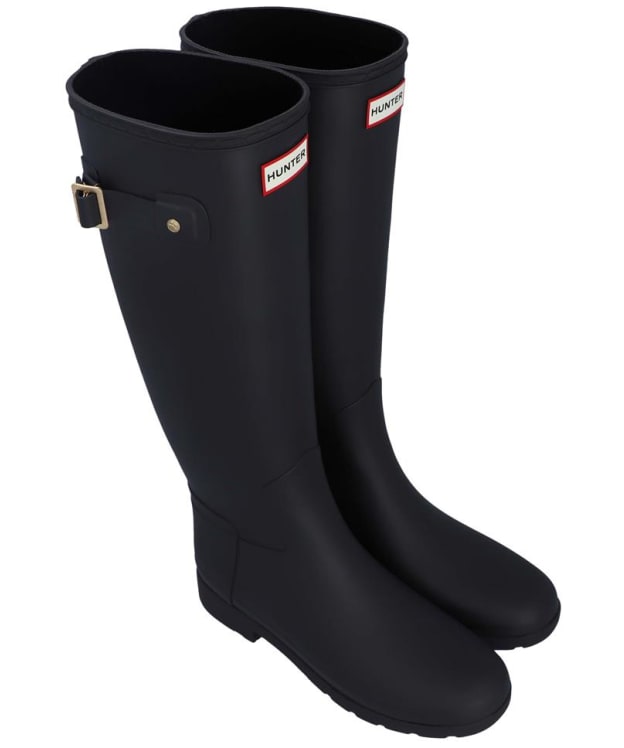 Women's Hunter Refined Gold Trim Tall  Wellington Boots - Black