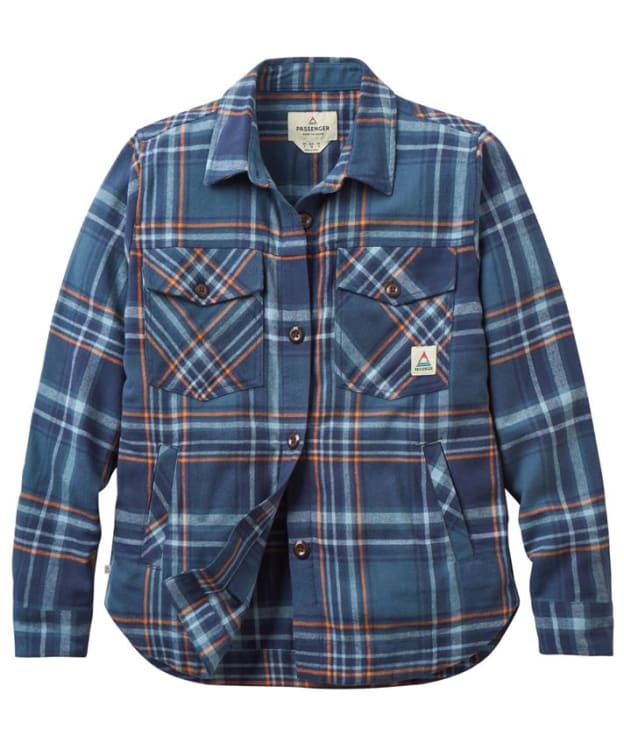 Women's Passenger Clothing Stella Organic Cotton Long Sleeve Shirt - Rich Navy / Faded Denim Check