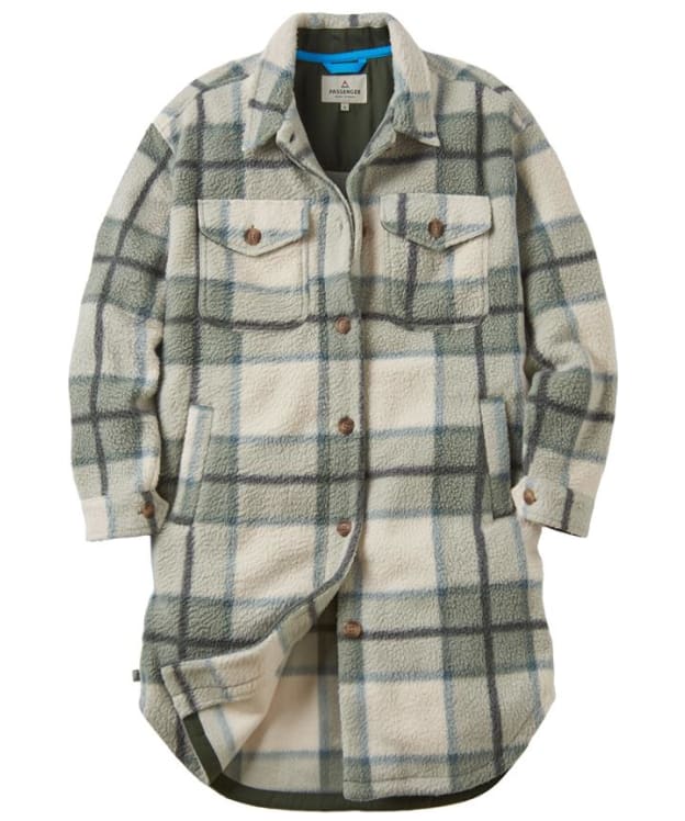 Women's Passenger Clothing Cloudy 2.0 Recycled Sherpa Fleece Shirt - Pistachio Check