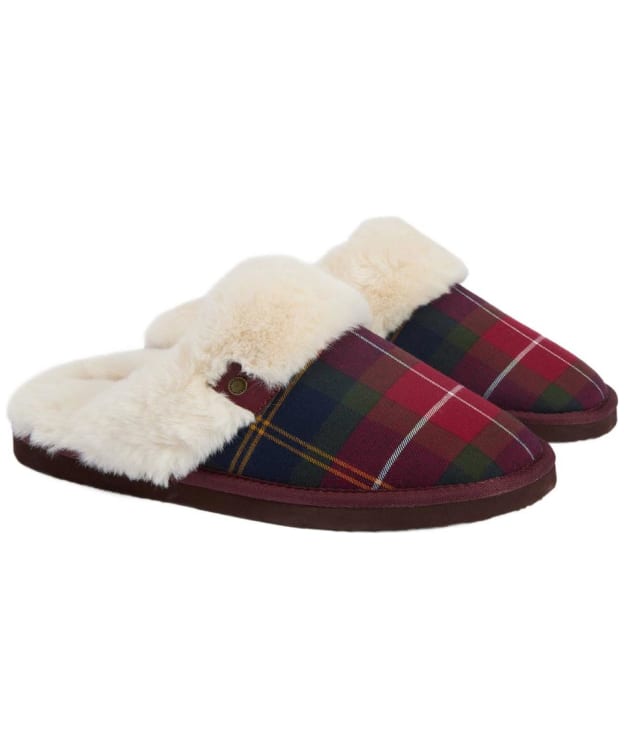 Women's Barbour Claudia Tartan Mule Slippers - Winterberry Tartan