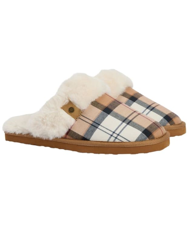 Women's Barbour Claudia Tartan Mule Slippers - Hessian Tartan
