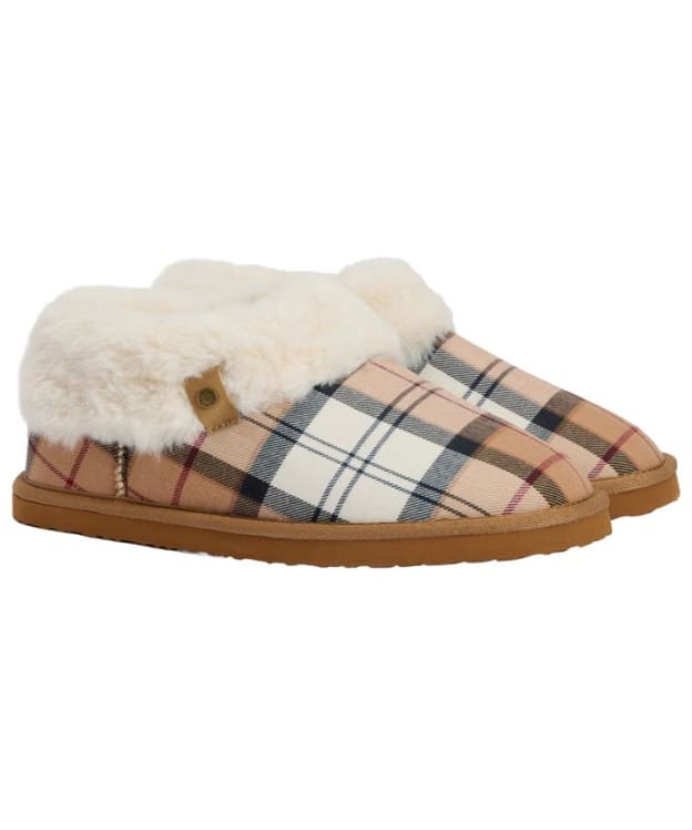 Women's Barbour Eloise Tartan Bootie Slippers - Hessian Tartan