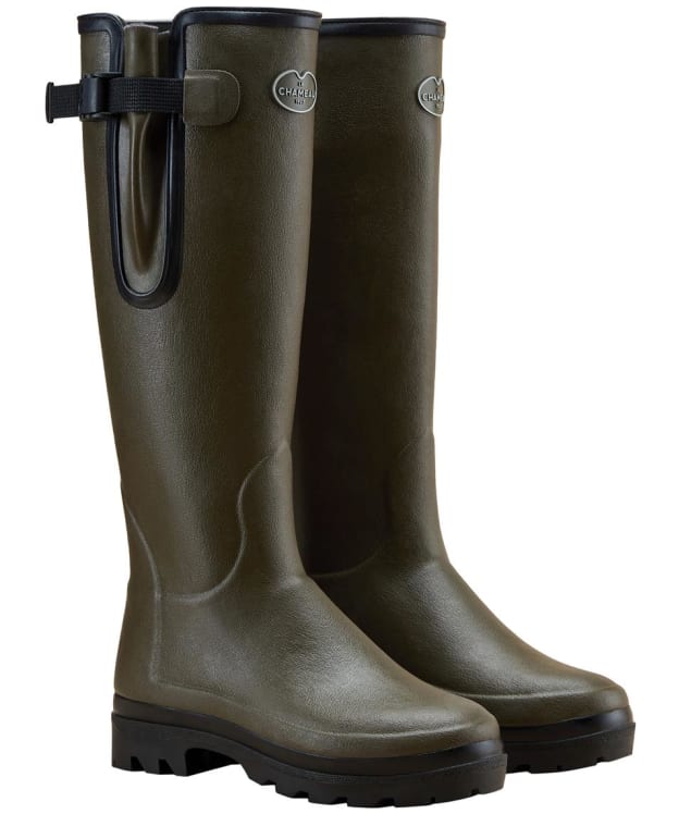 Women's Le Chameau Vierzonord Neoprene Lined Tall Wellington Boots - Vert Chameau / Black