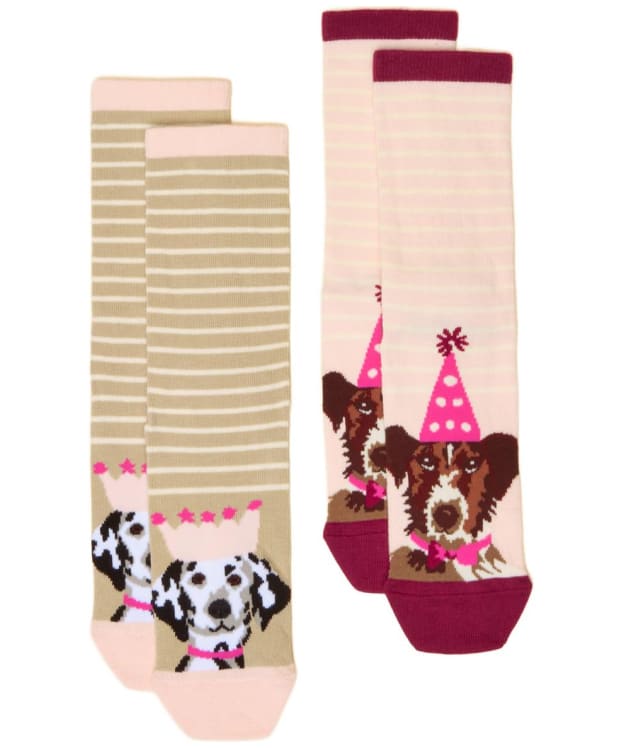 Women's Joules Everyday Socks - 2 Pack - Multi Ecru