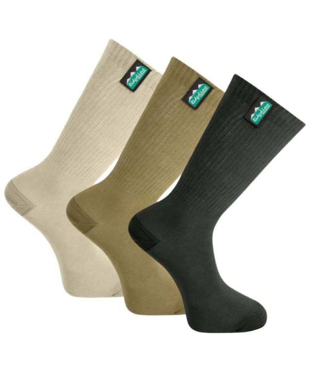 Ridgeline Light Cotton Work Socks - Mid Length - Olive Multi Patchwork