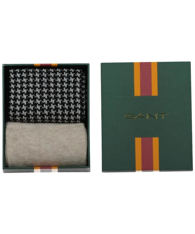 Men's GANT Houndstooth Socks Gift Box - 2 Pack - Black