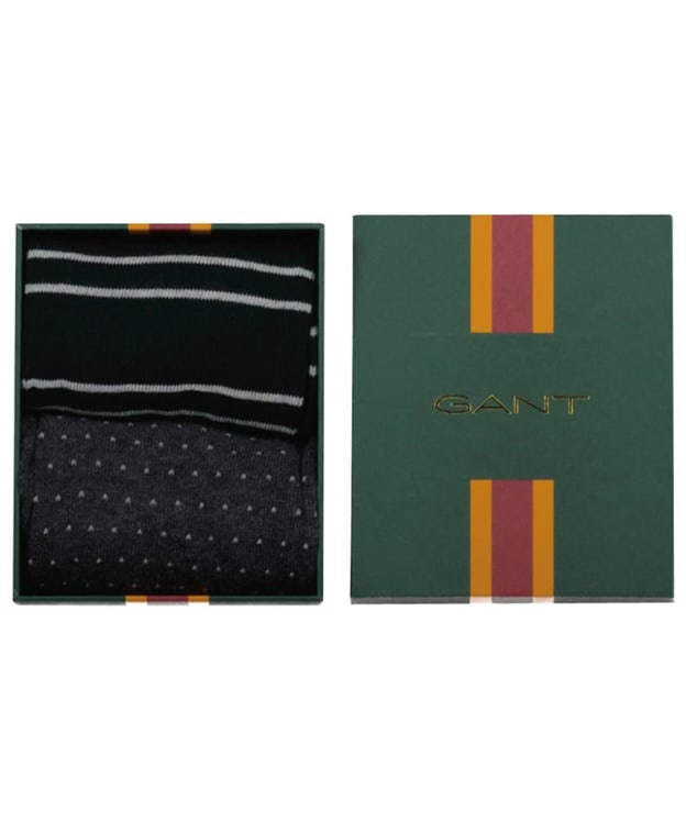 Men's GANT Stripe And Mini Dot Socks Gift Box - 2 Pack - Tartan Green