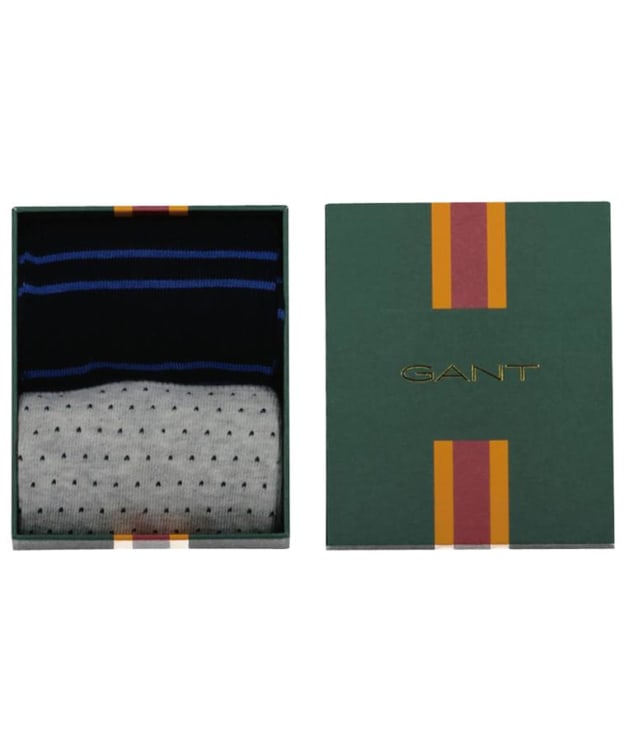 Men's GANT Stripe And Mini Dot Socks Gift Box - 2 Pack - Marine