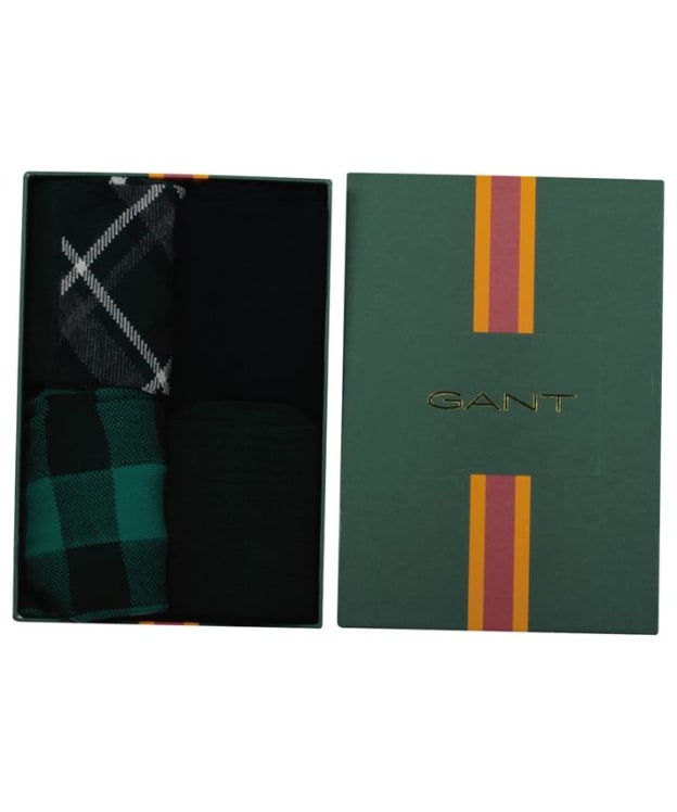 Men's GANT Check And Solid Socks Gift Box - 4 Pack - Tartan Green