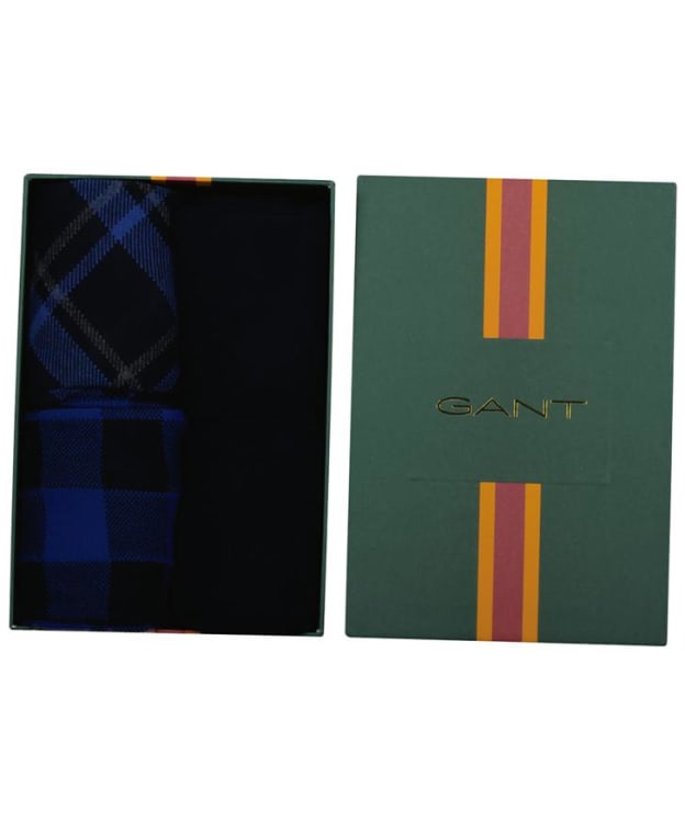 Men's GANT Check And Solid Socks Gift Box - 4 Pack - Marine