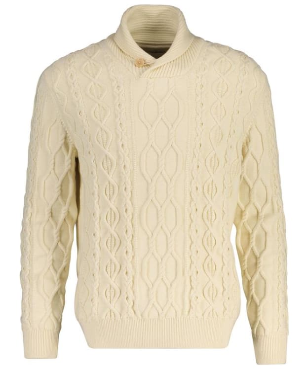 Men's GANT Cable Knit Shawl Collar Sweater - Cream