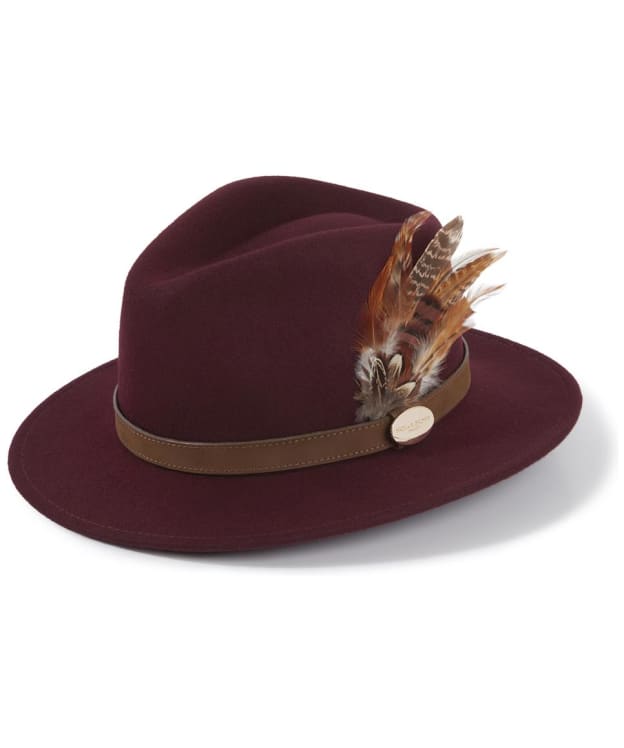 Women's Hicks & Brown The Suffolk Fedora - Bronze Side Feather - Plum