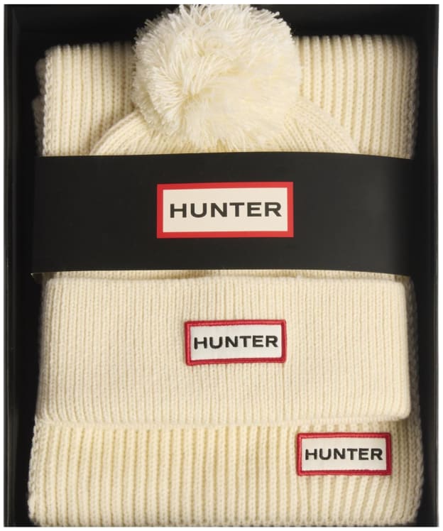 Women's Hunter Arrinay Ribbed Pom Beanie & Scarf Gift Set - Antique White