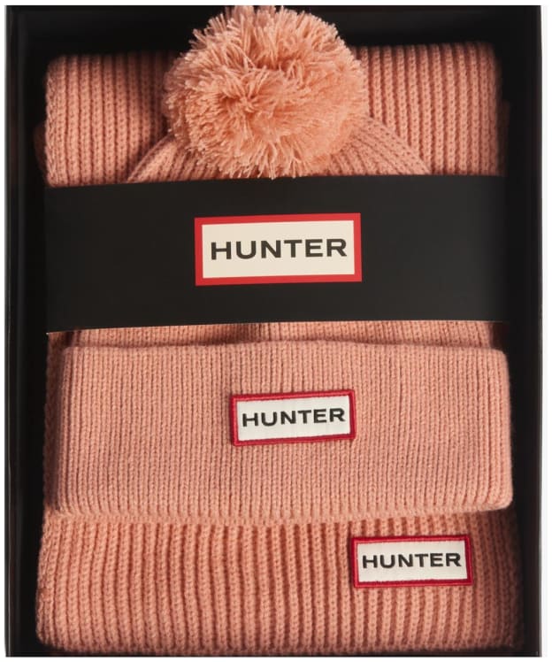 Women's Hunter Arrinay Ribbed Pom Beanie & Scarf Gift Set - Terracotta