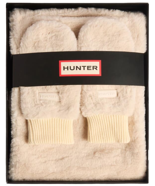 Women's Hunter Glentanur Sherpa Scarf & Mittens Gift Set - Gravel
