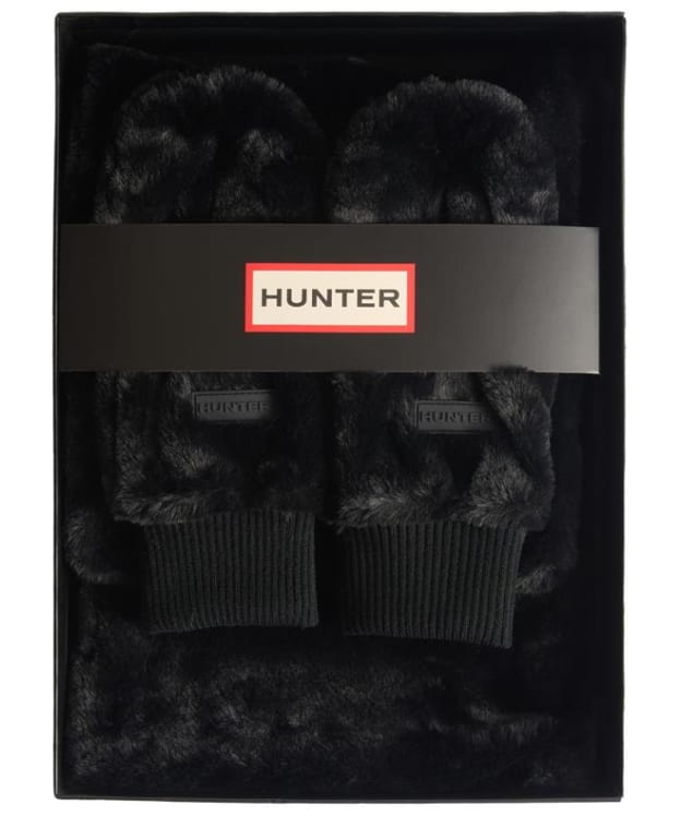 Women's Hunter Glentanur Sherpa Scarf & Mittens Gift Set - Black