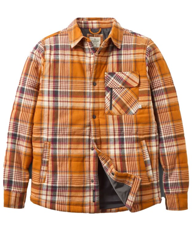 Men's Passenger Clothing Taranaki Quilted Overshirt - Retro Orange Check
