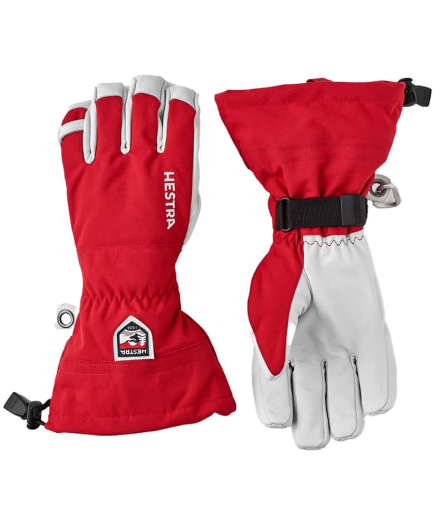 Men's Hestra Army Leather Heli 5 Finger Ski Gloves - Red
