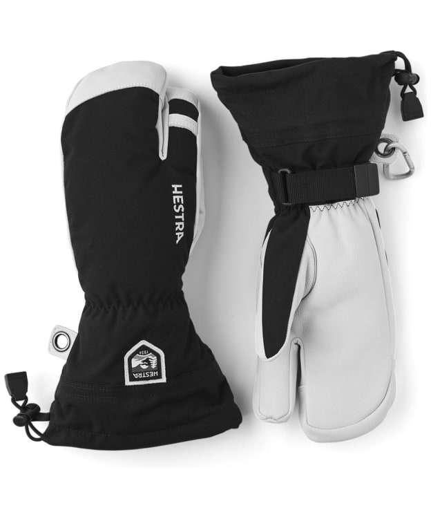 Men's Hestra Army Leather Heli 3 Finger Ski Gloves - Black