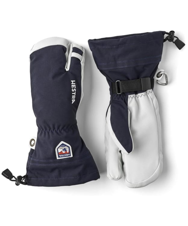 Men's Hestra Army Leather Heli 3 Finger Ski Gloves - Navy