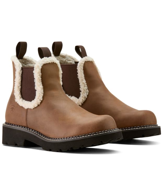 Women's Ariat Fatbaby Cozy Western Chelsea Boots - Distressed Brown