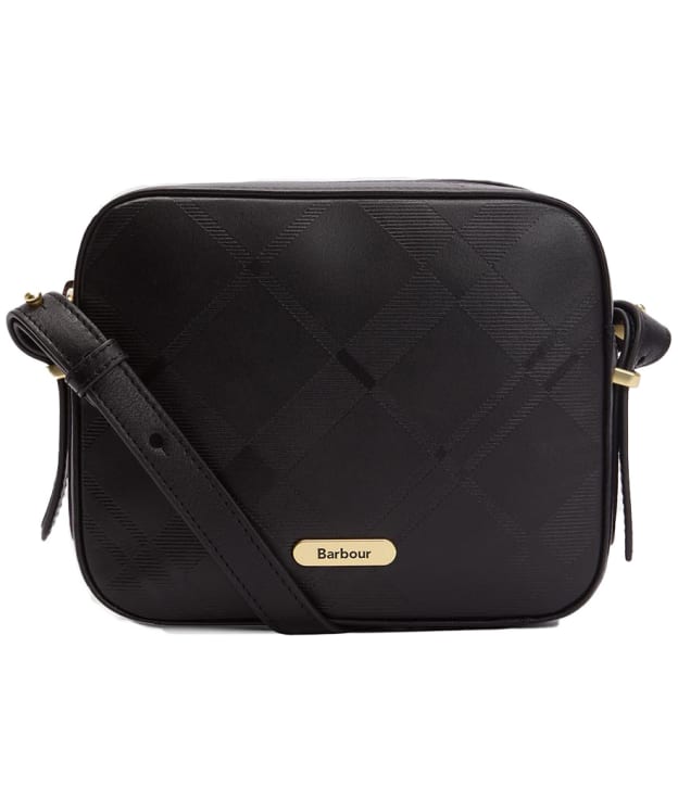 Women's Barbour Daphne Deboss Leather Crossbody Bag - Black Deboss Tartan