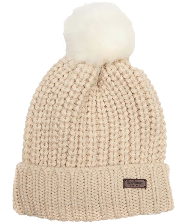 Women's Barbour Saltburn Bobble Hat - Pearl