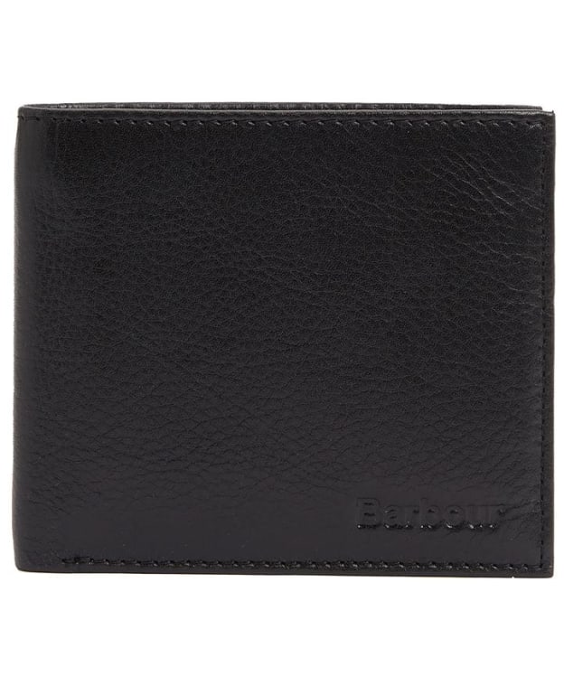 Men's Barbour Leather Billfold Wallet - Black / Classic Tartan