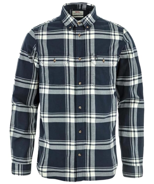 Men’s Fjallraven Övik Lite Flannel Shirt - Dark Navy / Chalk White
