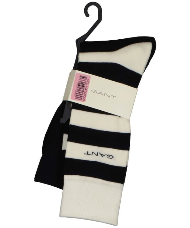 Men's GANT Barstripe and Solid Combed Cotton Socks - 2 Pack - Cream