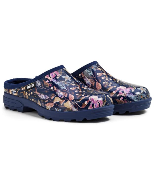 Women's Aigle Lessfor Non-Slip Open Rubber Printed Clogs - Bosquet Print