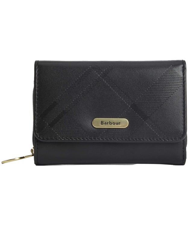 Women's Barbour Rosa Deboss Leather French Purse - Black Deboss Tartan