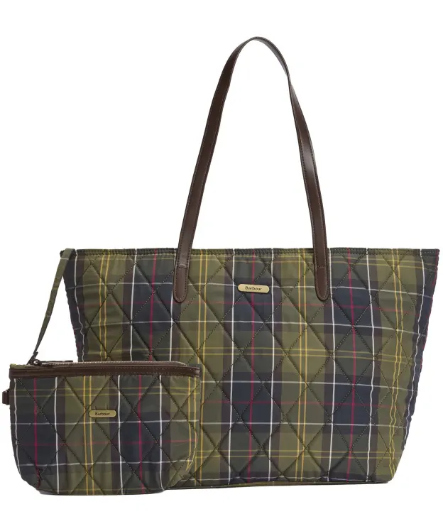 Women’s Barbour Wetherham Quilted Tartan Tote Bag - New Classic Tartan