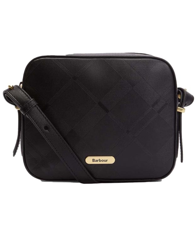 Women's Barbour Daphne Deboss Leather Crossbody Bag - Black Deboss Tartan