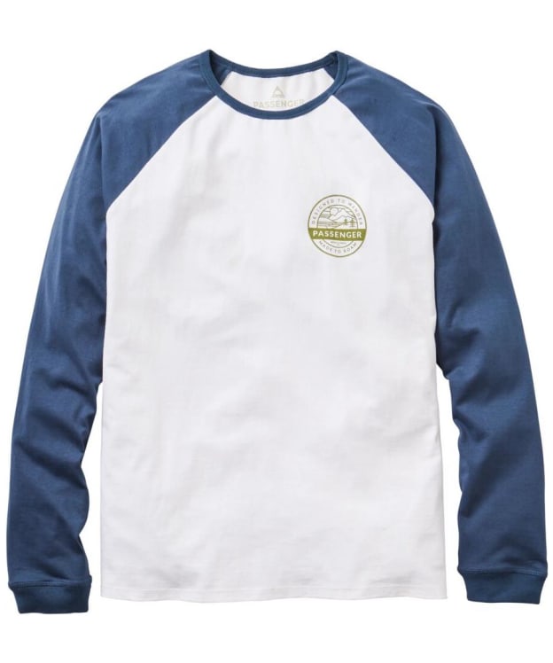 Men's Passenger Clothing Odyssey Recycled Cotton Raglan Long Sleeve T-Shirt - Rich Navy / White